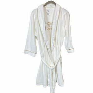 Pillow Talk Robe Size Large Womens Vacay Vibes White Gold Tie Waist Kimono